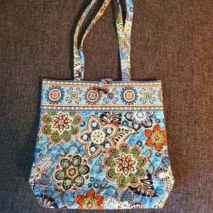 Vera Bradley Retired Summer 2009 Bali Blue Floral Tote Purse Shoulder Bag